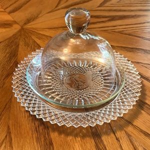 Vintage Glass Plate and Cover 1978